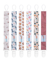 ALVABABY pacifier clip floral pattern keeps pacifier secure.