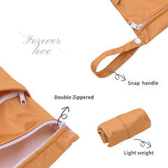 ALVABABY 3pc wet-dry bag with dual zippers shows effective wet-dry separation.