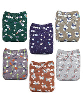 ALVABABY six-pack cloth diapers offering reusable, adjustable fit for growing babies.