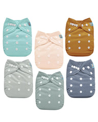 ALVABABY cloth diaper pack front view with adjustable snaps for a secure fit.