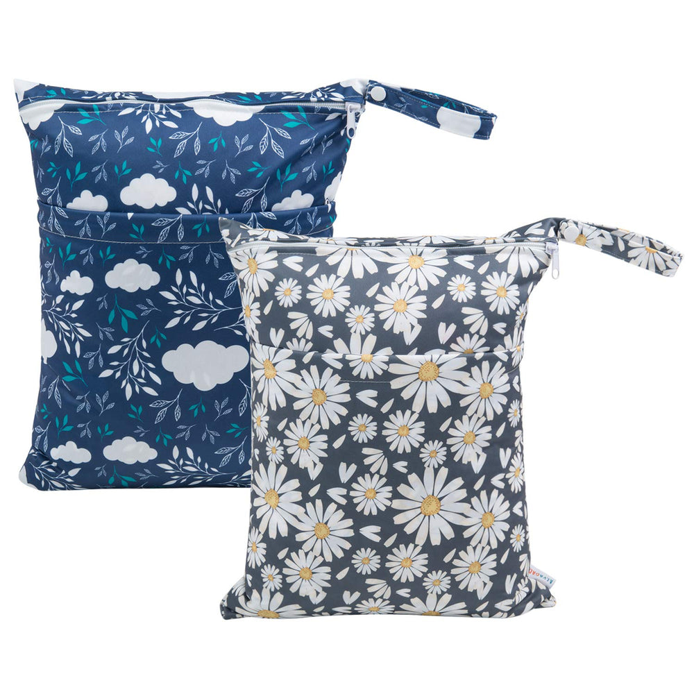 ALVABABY wet/dry bag with dual zippers keeps items separated on the go.