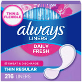 Always Daily Fresh thin liner with breathable layer keeps you dry and discreet