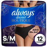 Always Discreet Boutique black underwear with soft fabric for all-day comfort