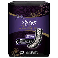 Always Discreet Boutique pads with adhesive back for secure placement.