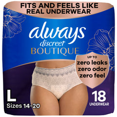 Always Discreet Boutique underwear with silky-soft fabric for comfortable all-day wear