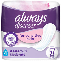 Always Discreet Sensitive pads with soft texture for everyday comfort.