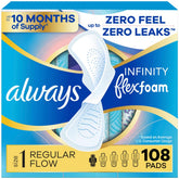 Always Infinity FlexFoam pads with wings in packaging for easy purchase.