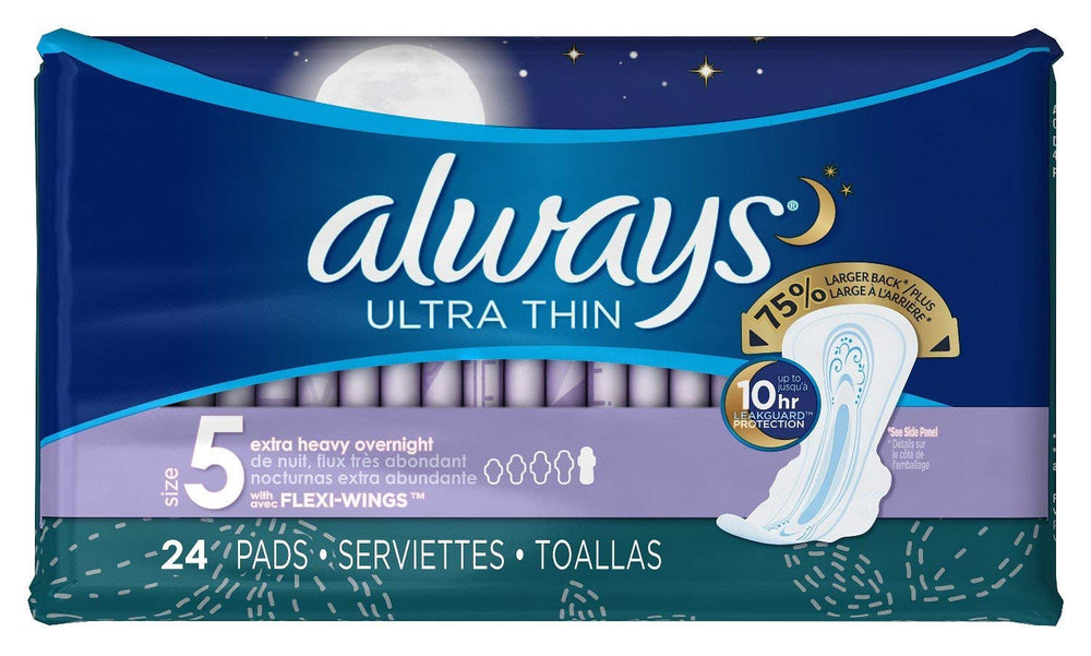 Always Ultra Thin pads in a 3-pack offer discreet daily protection and comfort