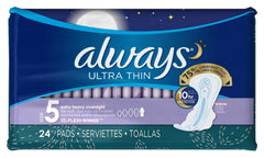 Always Ultra Thin pads in a 3-pack offer discreet daily protection and comfort