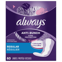 Always Panty Liners Anti Bunch Regular—discreet daily protection for light wear.