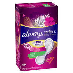 Always Radiant Daily Liners Long showing bikini coverage for discreet wear