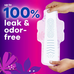 Always Radiant FlexFoam overnight pad provides extra-heavy absorbency for night use.