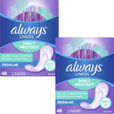 Always Radiant pantiliner box shows discreet daily protection
