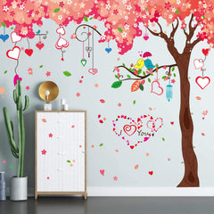 AM AMAONM giant pink cherry tree wall decal adds a playful focal point in kids' rooms.