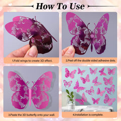 AM AMAONM 3D butterfly style3 decor elevates teen bedrooms with color