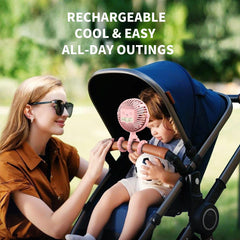 AMACOOL 360-degree stroller fan rotates for precise breeze direction