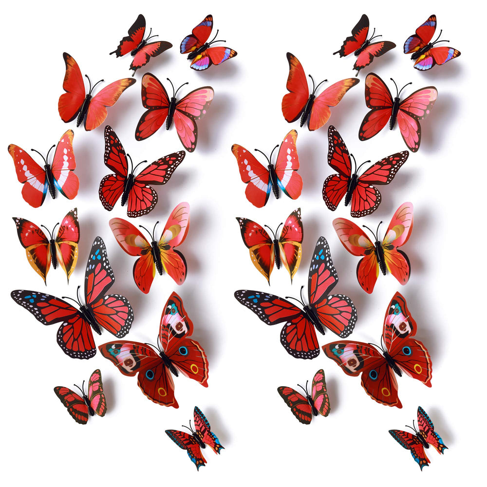 AM AMAONM 24pcs 3D butterfly wall stickers for dynamic wall decor
