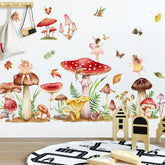 AM AMAONM 3D colorful mushrooms and elves wall stickers brighten kids’ rooms with playful depth
