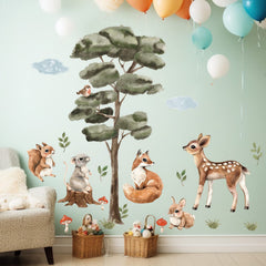 AM AMAONM forest tree wall decal creates a calming woodland backdrop for any room.