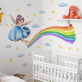 AM AMAONM magical rainbow wall stickers show the full mural for a bright kids' room.