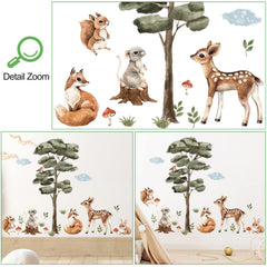 AM AMAONM fox and squirrel wall sticker provide playful woodland accents.