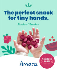 Amara Smoothie Melts kid hand holding melts highlights easy self-feeding.