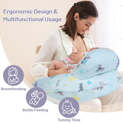 AMASKY nursing pillow showing privacy fence to keep baby secure.