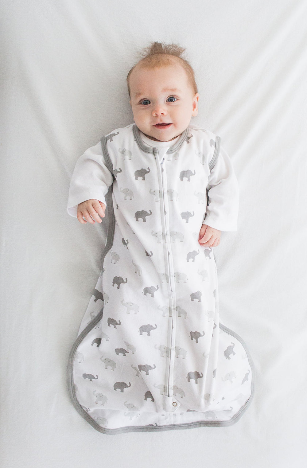 Amazing Baby cotton sleeping sack with tiny elephants pattern for safe, breathable sleep