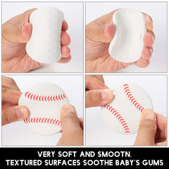 AmazingM baseball teether with pacifier clip holder keeps toys within reach.