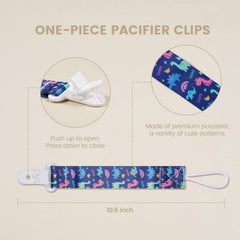 AmazingM BPA-free pacifier clip clips to clothes, strollers, or car seats.