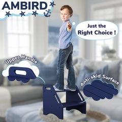 AMBIRD stool with non-slip pads keeps feet secure on any floor.
