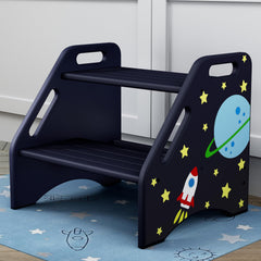 AMBIRD space-themed wooden two-step stool for independent daily tasks