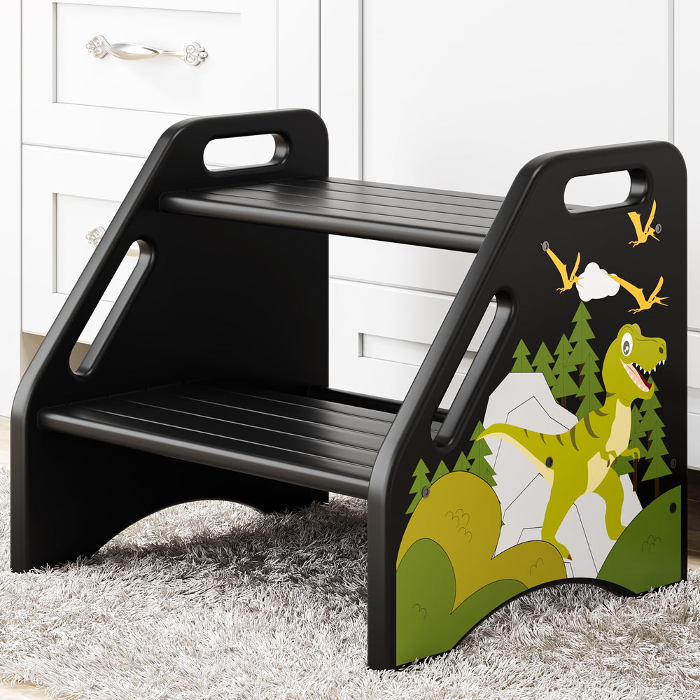 AMBIRD toddler step stool with dinosaur design, ideal for reaching the sink