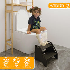 AMBIRD wooden step stool bottom non-slip pads for secure placement