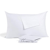 Ambition Home youth pillow case 16x22 with white stripes and zipper closure.