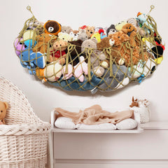 Amdermi macrame cotton rope hammock with tassels adds boho style and safe toy display