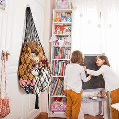 Amdermi plush toy display hanging grid close-up highlights easy access and organized display.