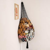 Amdermi stuffed animal hammock corner hanging net in black, space-saving storage for plushies.