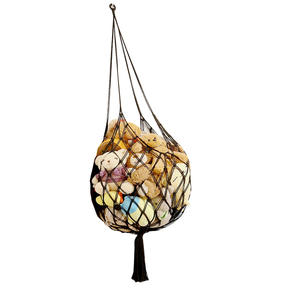 Amdermi stuffed animal hammock in a corner saves space and organizes plush toys.