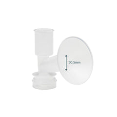 Ameda CustomFit 30-5mm large flange closeup promotes comfortable pumping.