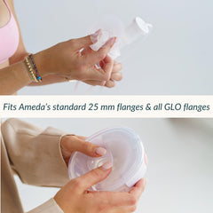 Ameda 19mm insert tailored for Mya Joy flanges enhances fit.