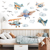 Amimagen airplane wall stickers kit collection enhances nursery decor with playful aircraft accents.