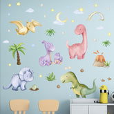 Amimagen dinosaur wall decals in a volcano cave scene, ideal for safe nursery decor.