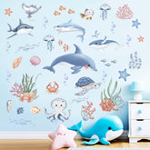 Amimagen Ocean sharks wall sticker for easy, residue-free kids' room decor.