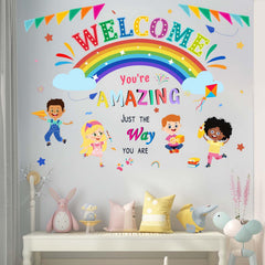Amimagen rainbow wall decals brightening nursery walls with positive messages