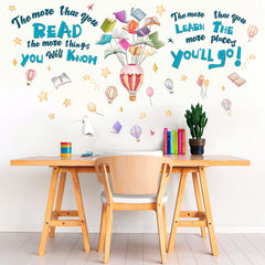 Amimagen reading wall sticker with balloon books for classroom decor and motivation.