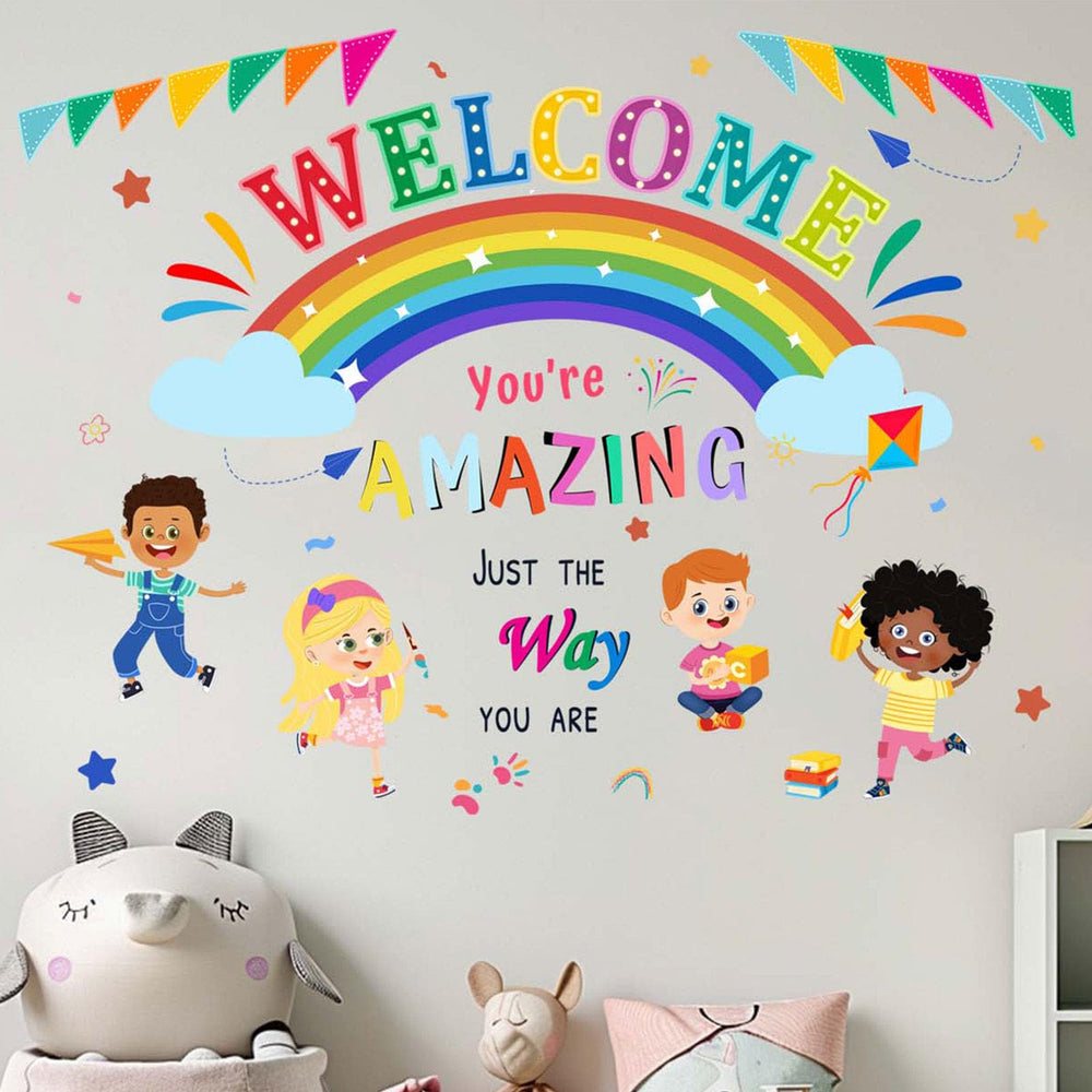 Amimagen You Are Amazing wall stickers for reading corner with rainbow colors and uplifting quotes