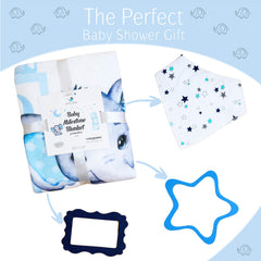 Amity Baby soft fleece baby bib on blanket for mealtime memories