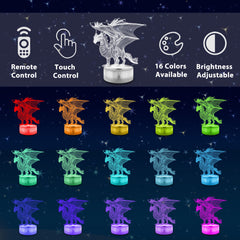 Ammonite dragon lamp with 16 colors and remote for mood lighting.
