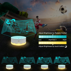 Ammonite soccer goalie night light acrylic sheet shows 3D illusion